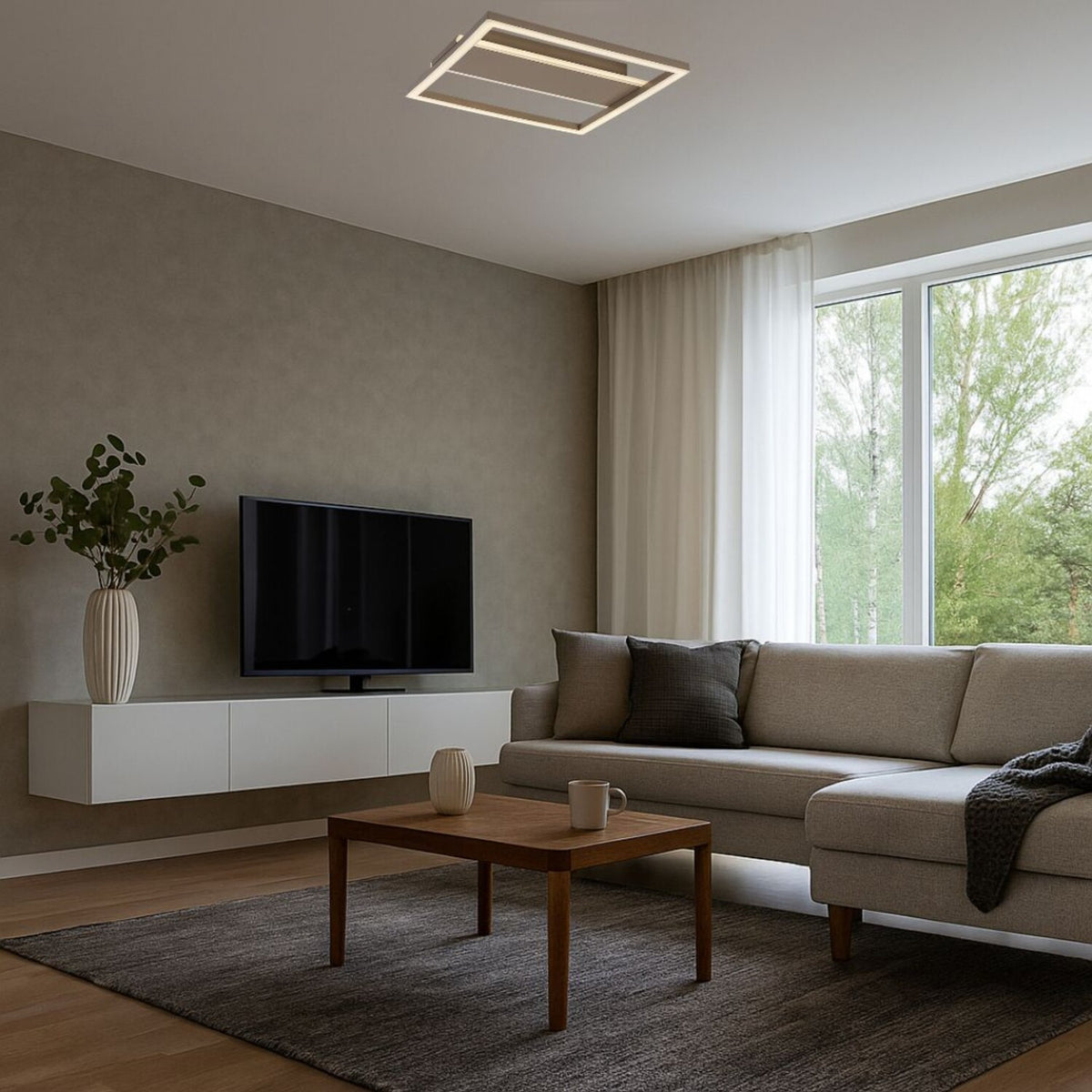 Plafoniera LED Glavian, gri-bej, 24W, 1600lm, 4000K, L.33cm, IP20, Rabalux, 71476