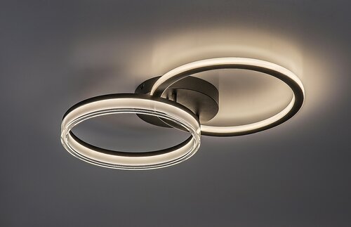Plafoniera LED Seraphiel, negru, 38W, 3100lm, 3000K-6500K, L.60cm, IP20, Rabalux, 71479