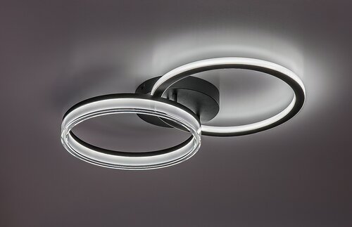 Plafoniera LED Seraphiel, negru, 38W, 3100lm, 3000K-6500K, L.60cm, IP20, Rabalux, 71479