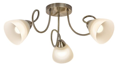 Lustră vintage bronz cu 3 becuri și abajururi albe – Palomina