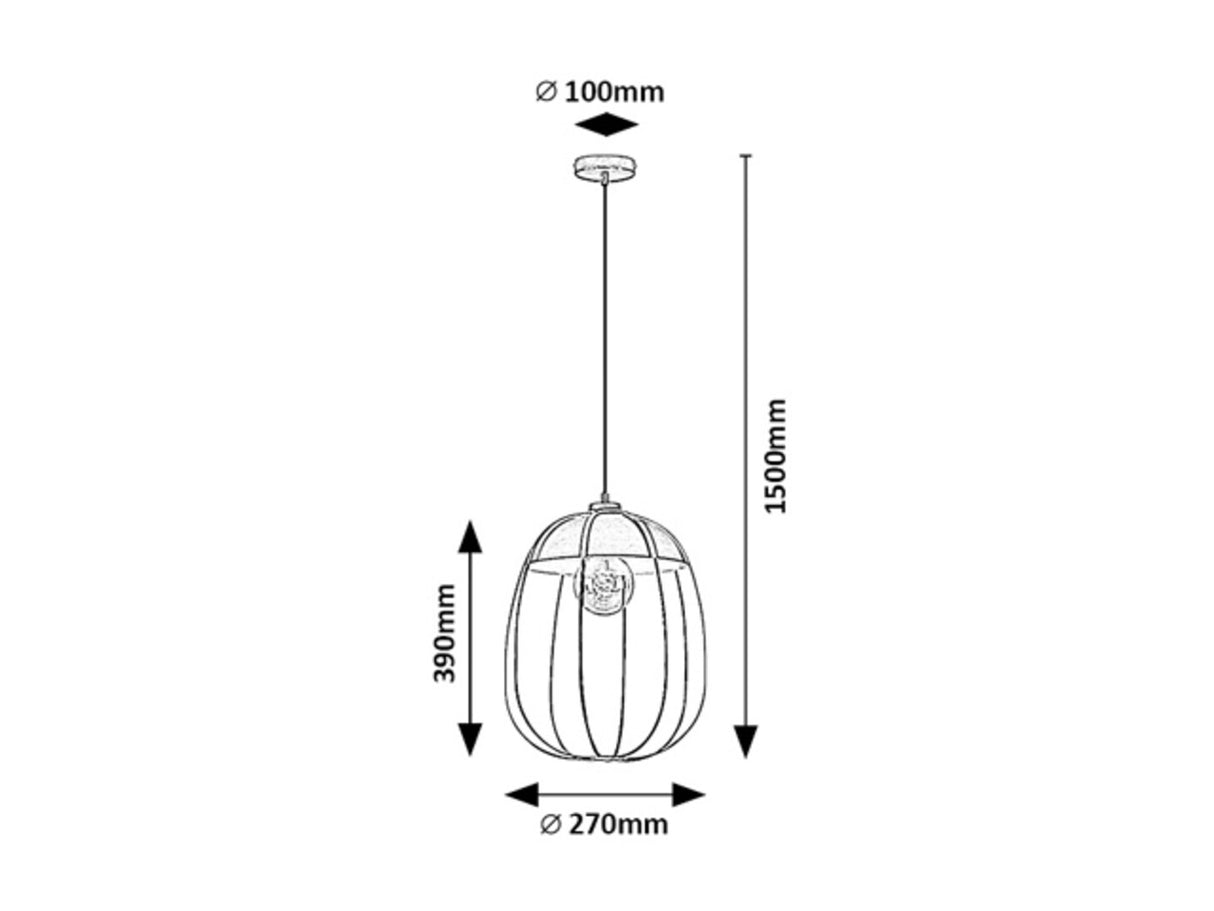 Suspensie Svens, 1xE27, metal, negru/portocaliu, D.39 cm, Rabalux 72034