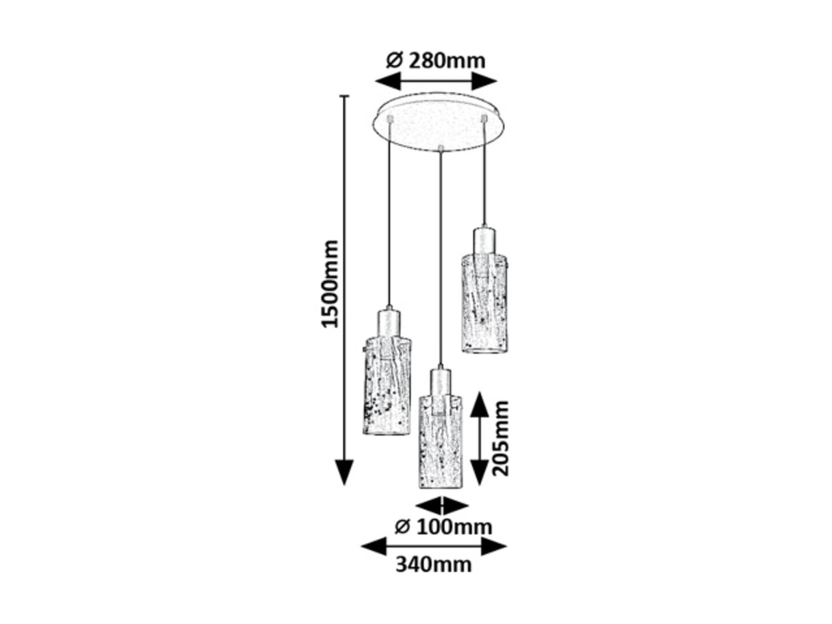 Lustra suspendata Fumea, negru, 3xE27, IP20, Rabalux, 72038
