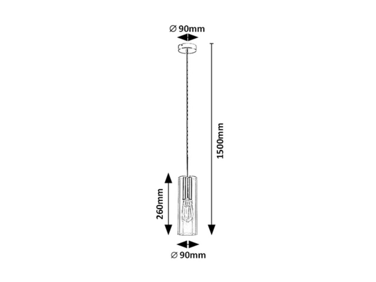 Suspensie Esta, 1xE27, negru mat, sticla, Rabalux 72049