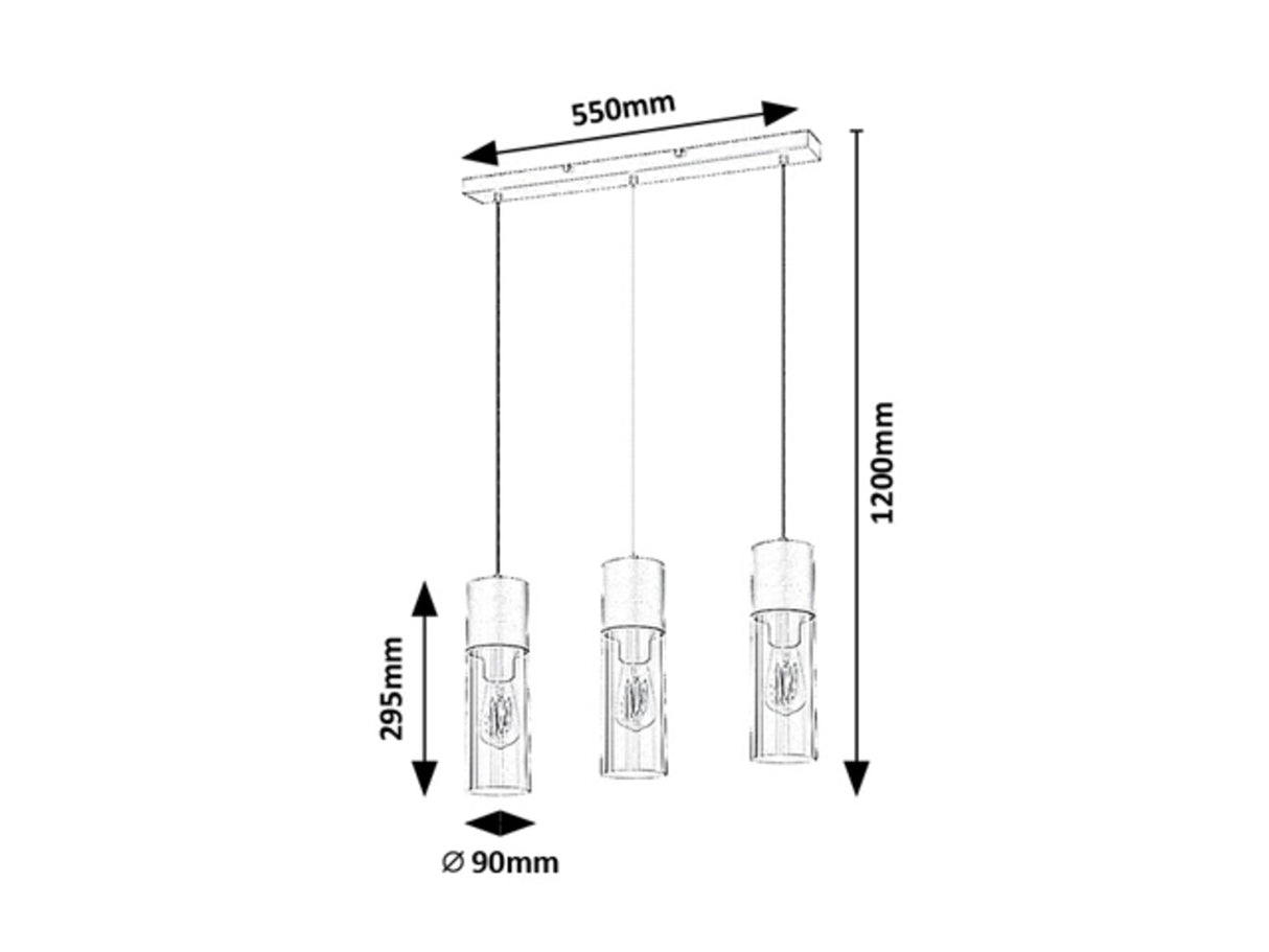 Suspensie Ronno, negru, 3xE27, Rabalux 72053