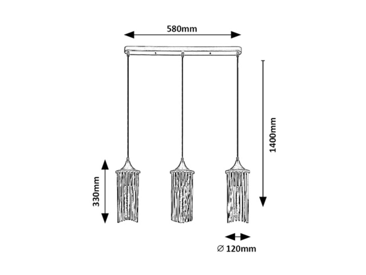 Suspensie Roxas, 3xE27, negru/auriu, Rabalux 72153