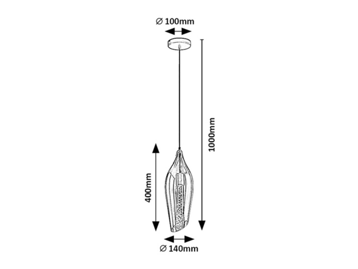 Suspensie Bellini, 1XE27, negru, sticla ambra, Rabalux 72201