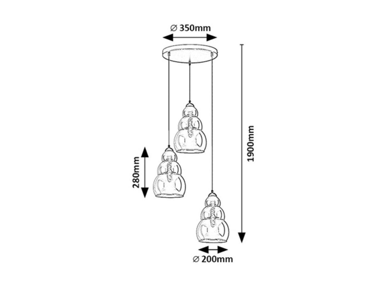 Suspensie Salvatore, negru, 3xE27, Rabalux, 72213