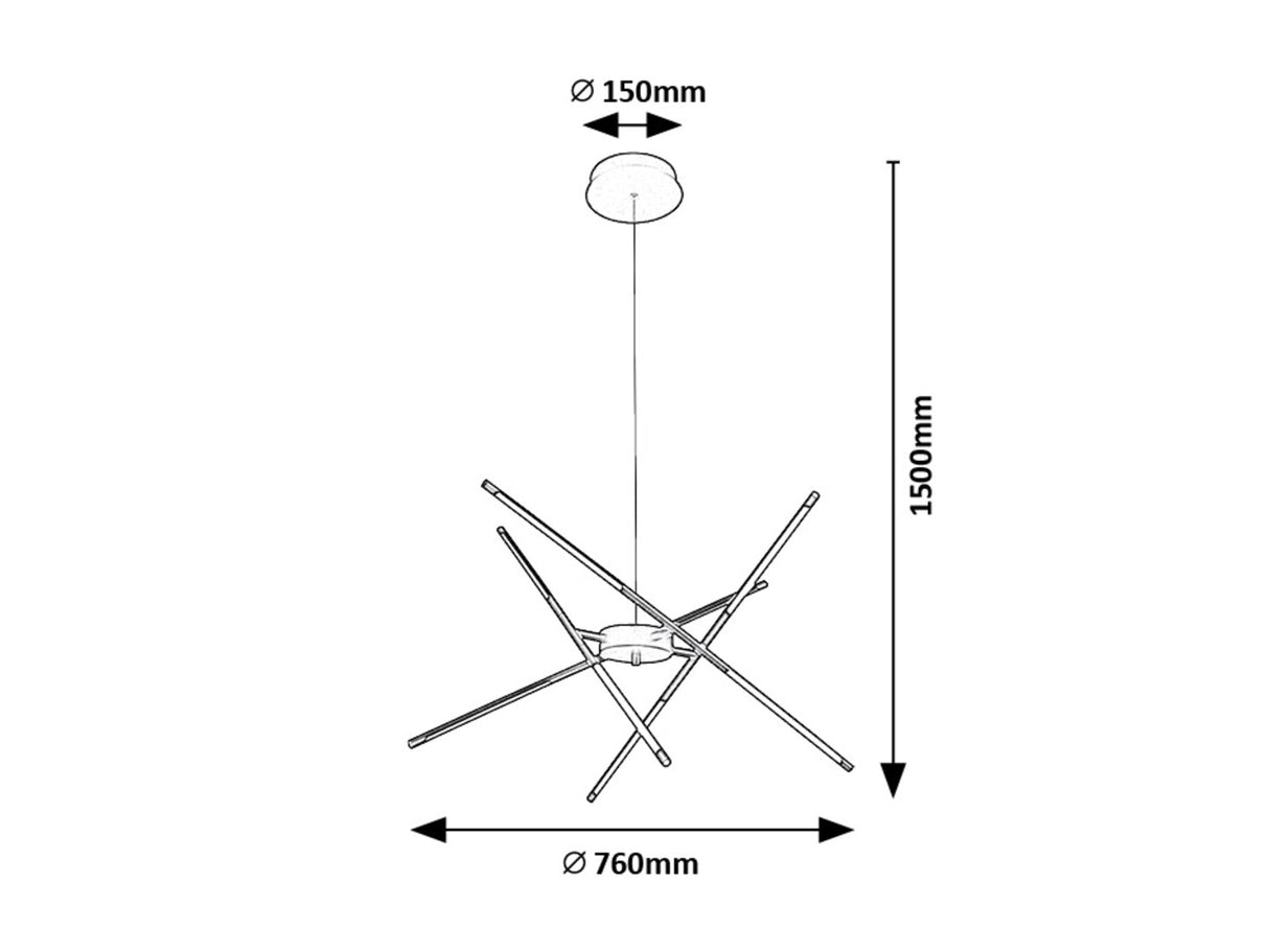 Suspensie Henli, negru mat, LED, 30W, 1400 lumeni,  3000K, L.76 cm, Rabalux 72237