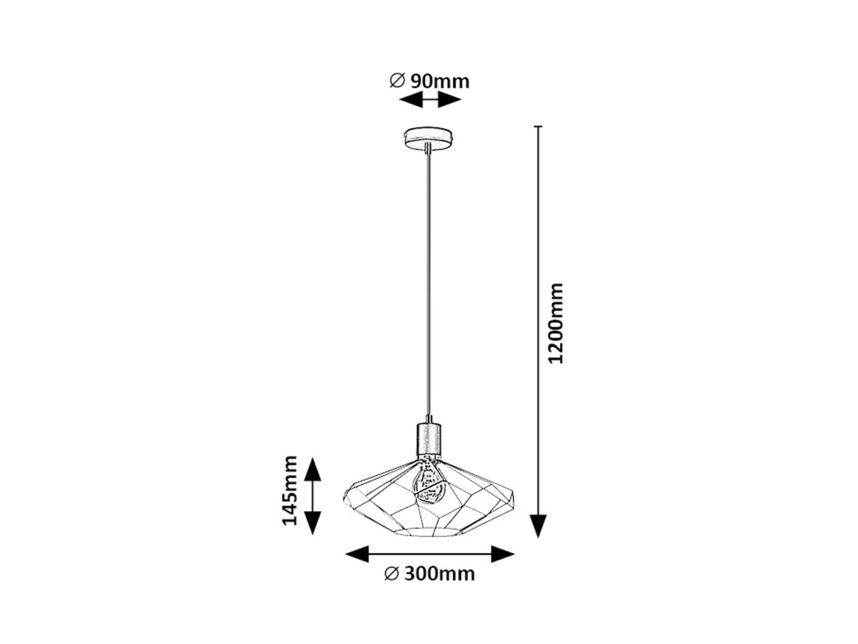 Suspensie Fran, 1xE27, negru mat, D.30 cm, Rabalux 72241