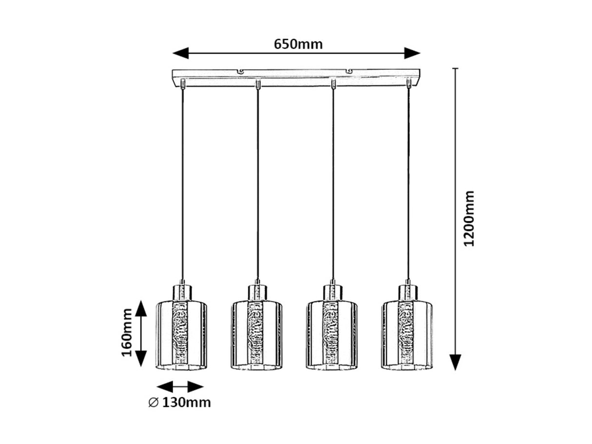 Suspensie Perez, negru, 4xE27, Rabalux, 72247