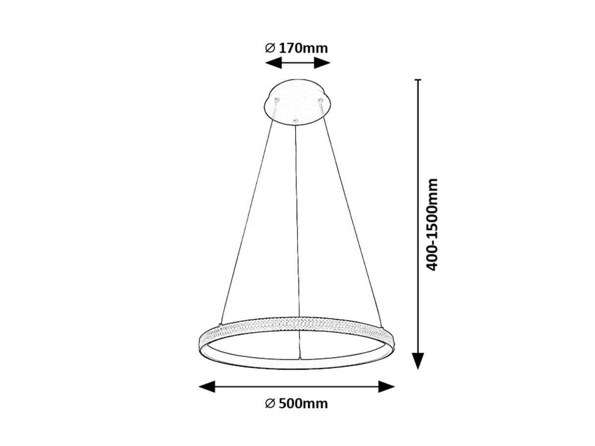 Suspensie Grete, negru mat, LED, 32W, 2150 lumeni, 3000K, D.50 cm, Rabalux 72258