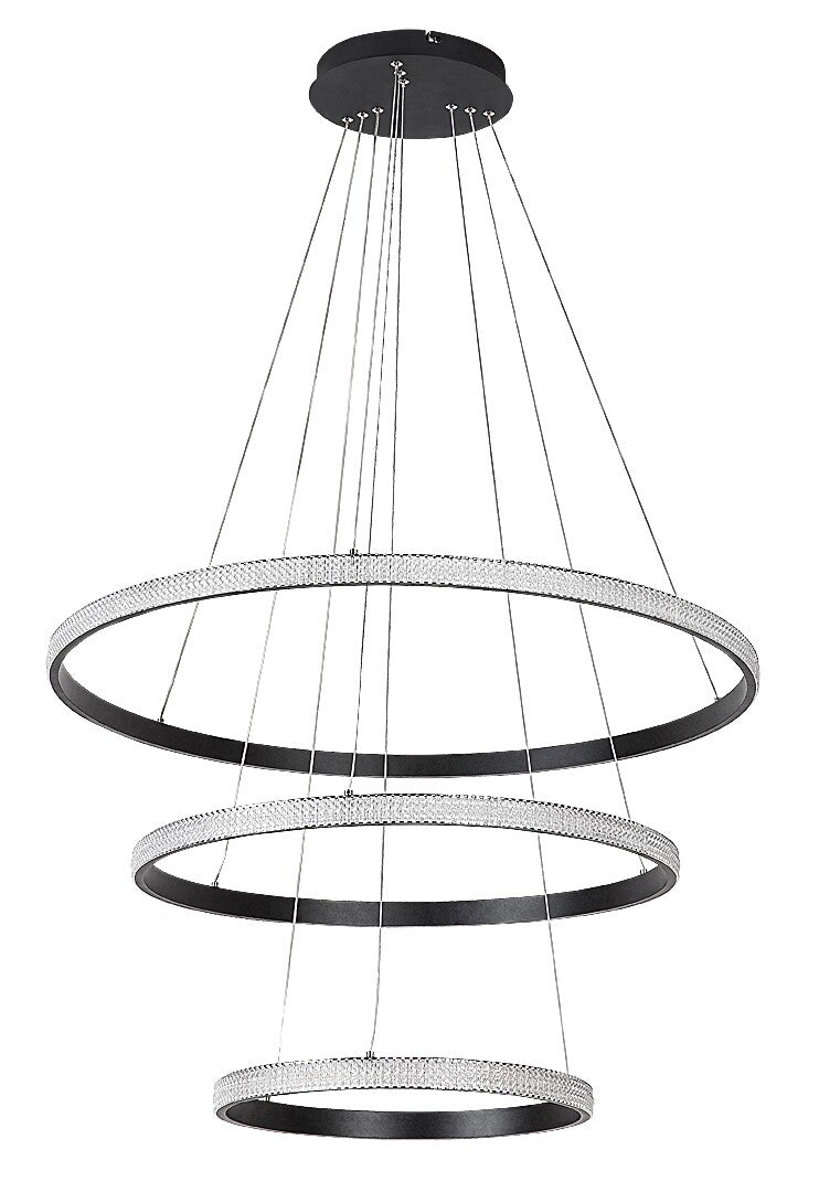 Suspensie Grete, negru mat, LED, 100W, 4450 lumeni, 3000K, D.80 cm, Rabalux 72260