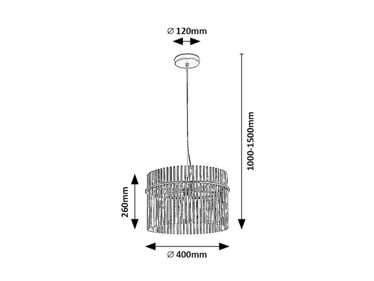 Suspensie Inesa, 1xE27, negru/sticla fumurie, D.40 cm, Rabalux 72261