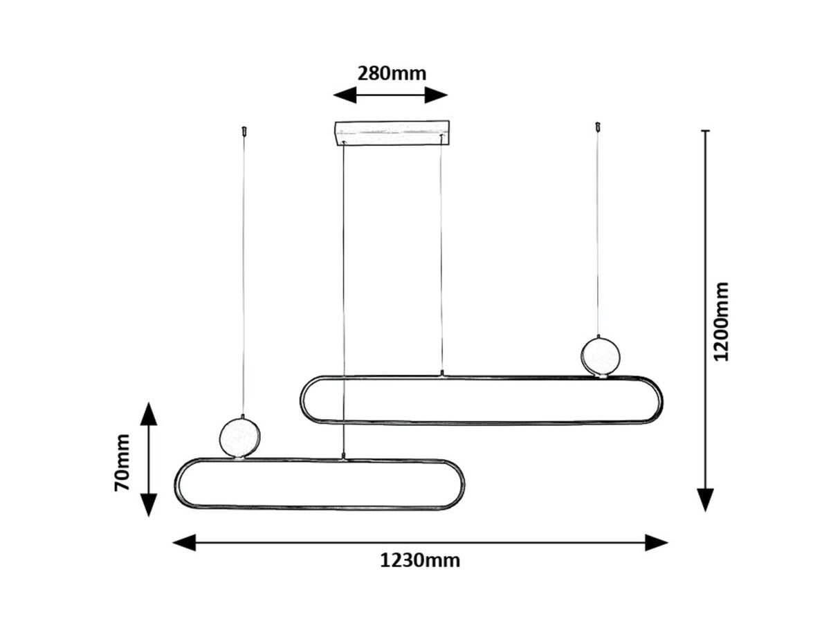 Suspensie Circado, auriu/negru, LED, 48W, 2550 lumeni, 3000K, L.123 cm, Rabalux 72268