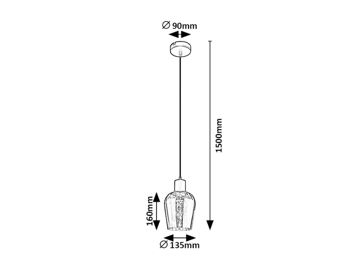 Suspensie Florian, 1xE27, negru/sticla fumurie, D.13 cm, Rabalux 72270