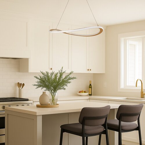 Lustra suspendata LED Kallira, auriu mat, 40W, 2100lm, 3000K, H.150cm, IP20, Rabalux, 72281