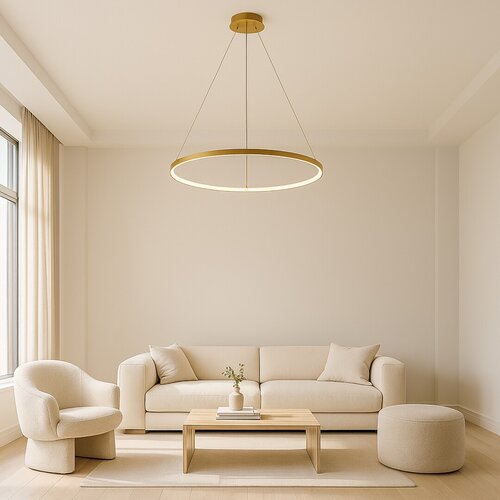 Lustra suspendata LED Beliza, auriu mat, 55W, 4100lm, 3000K, H.120cm, IP20, Rabalux, 72347
