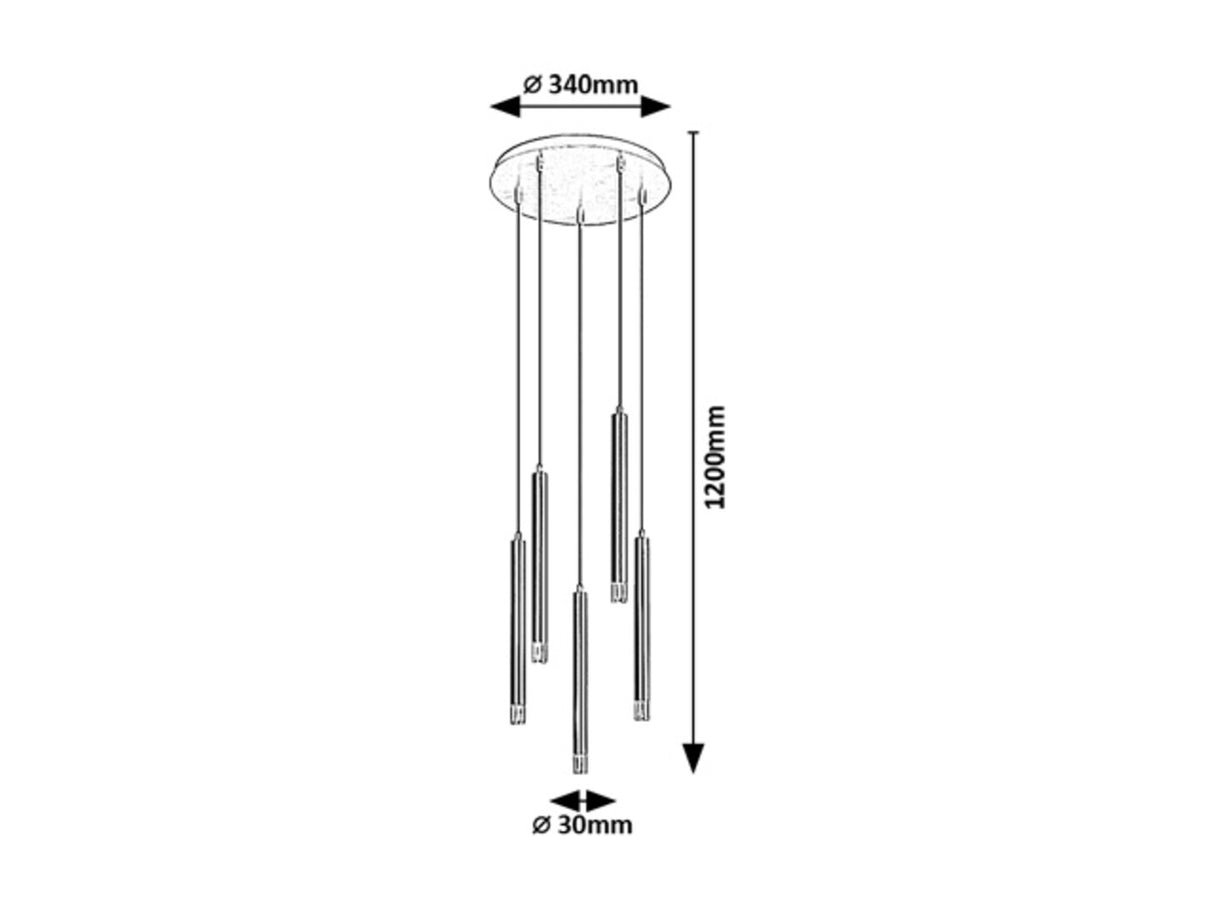 Lustra suspendata Ramira, negru, 5xG9, IP20, Rabalux, 72360