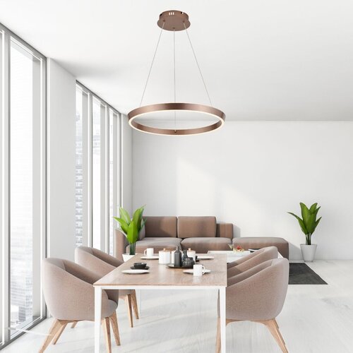 Lustra suspendata LED Nevira, maro periat, 36W, 2520lm, 3000K-6500K, H.130cm, IP20, Rabalux, 72402