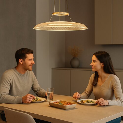 Lustra suspendata LED Zofrael, auriu mat, 24W, 1850lm, 3000K, H.120cm, IP20, Rabalux, 72411