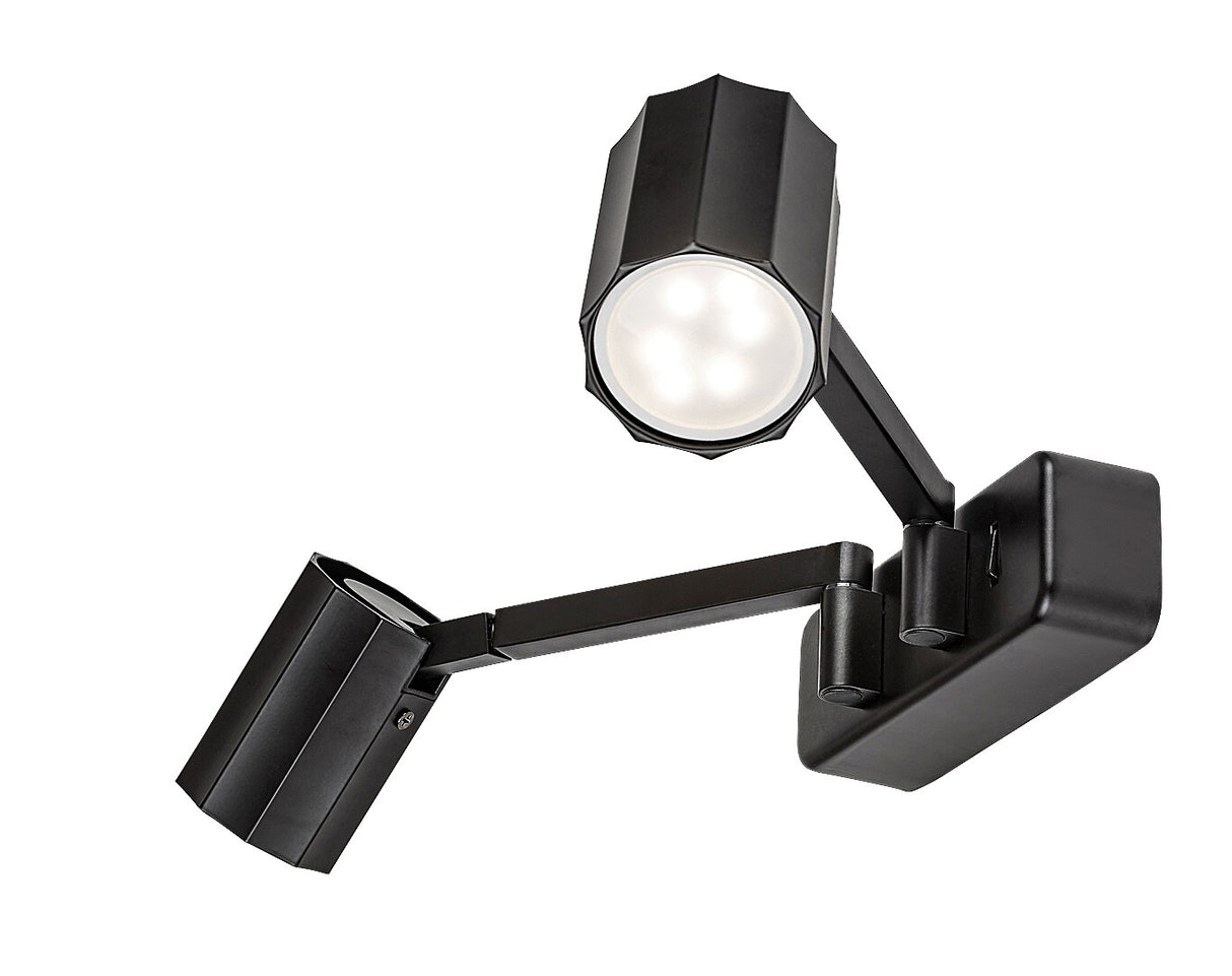 Aplica de perete Karter, negru mat, 2 x GU10, IP20, Rabalux, 73028