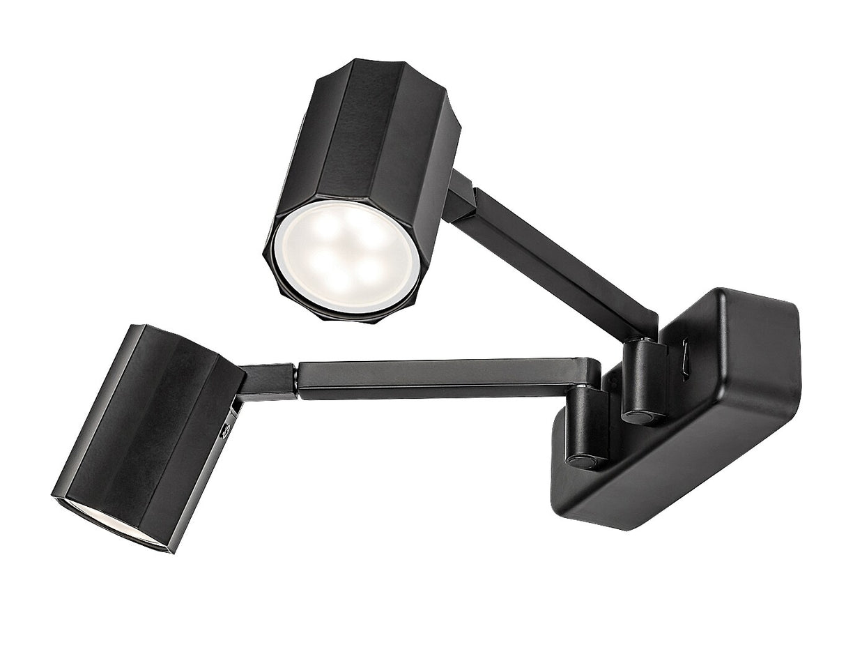 Aplica de perete Karter, negru mat, 2 x GU10, IP20, Rabalux, 73028