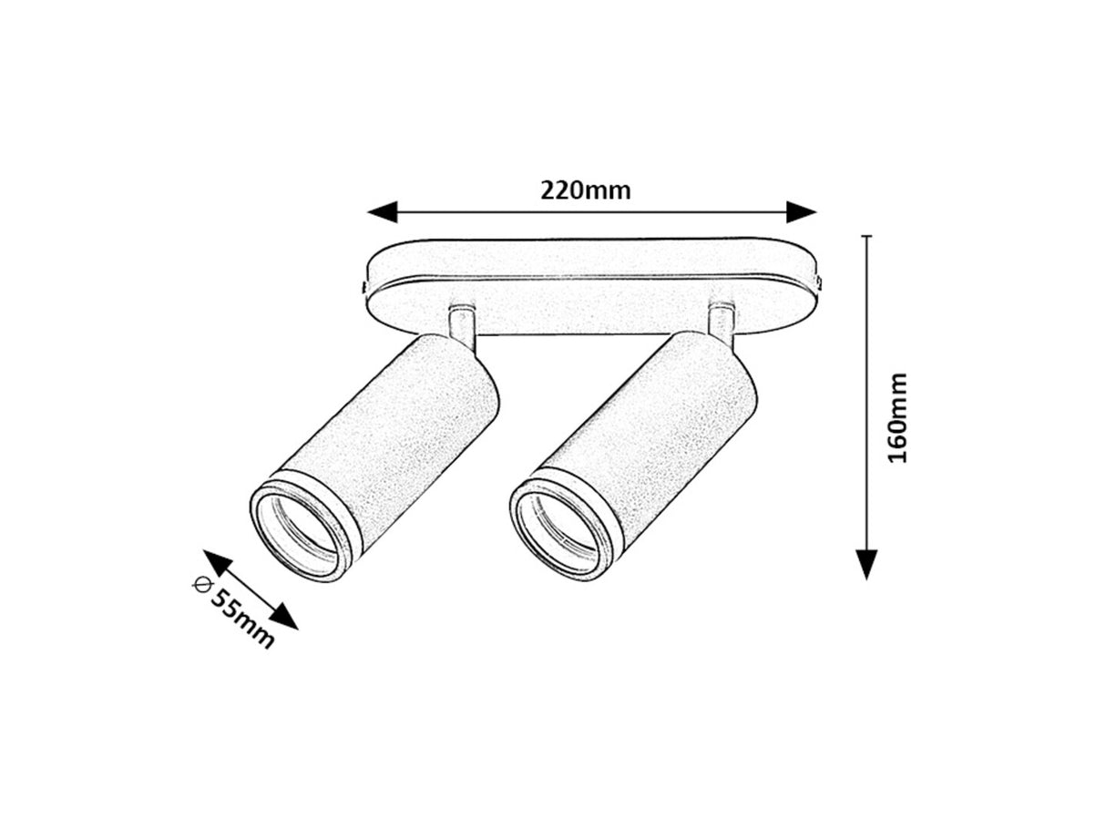 Plafoniera Senobia, 2XGU10, negru mat, reglabila, Rabalux  73034