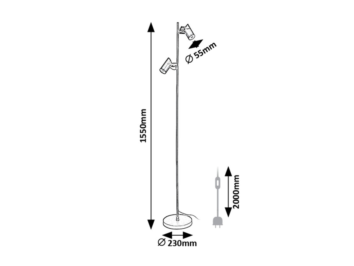 Lampadar Maximilian, negru mat, 2 x GU10, H.155cm, IP20, Rabalux, 73046