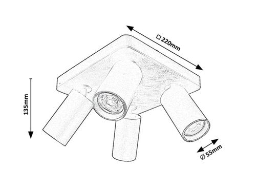 Spot Yorli, negru mat, 4xGU10, H.13,5cm, IP20, Rabalux, 73084