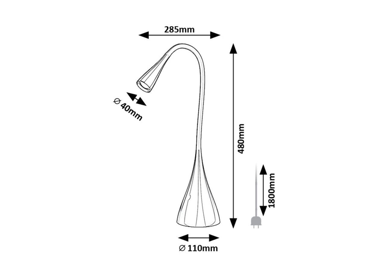 Veioza Jeff 2, negru, 250lm, LED 4W, 3000K, Rabalux 74204