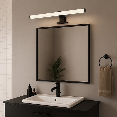 Lampa baie LED Oliro, negru, 9W, 1000lm, 4000K, L.60cm, IP44, Rabalux, 75052