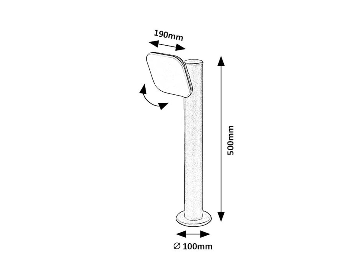 Stalp exterior LED Odiel, negru, 12W, 750lm, 3000K, H.50, IP44, Rabalux, 77059