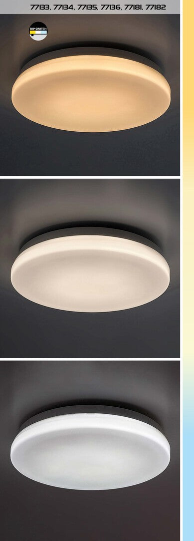 Plafoniera LED exterior Lowar, alb, 18W, 1100lm, 3000K, 4000K, 6000K, D.28.5cm, IP44, Rabalux, 77181