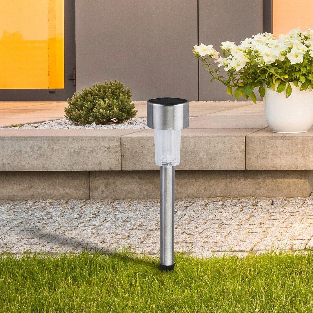 Lampa LED exterior solara Solar 1, crom satin, 0,1W, IP44, Rabalux, 8366