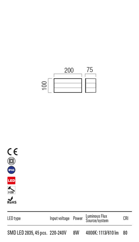 Aplica exterior KODIAK alb cu negru, LED 8W, 1113 lm, 4000K, IP65, Redo 90327