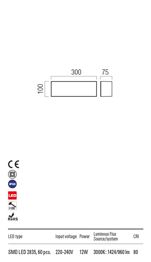 Aplica exterior KODIAK alb, LED 12W, 1424 lm, 3000K, IP65, Redo 90328