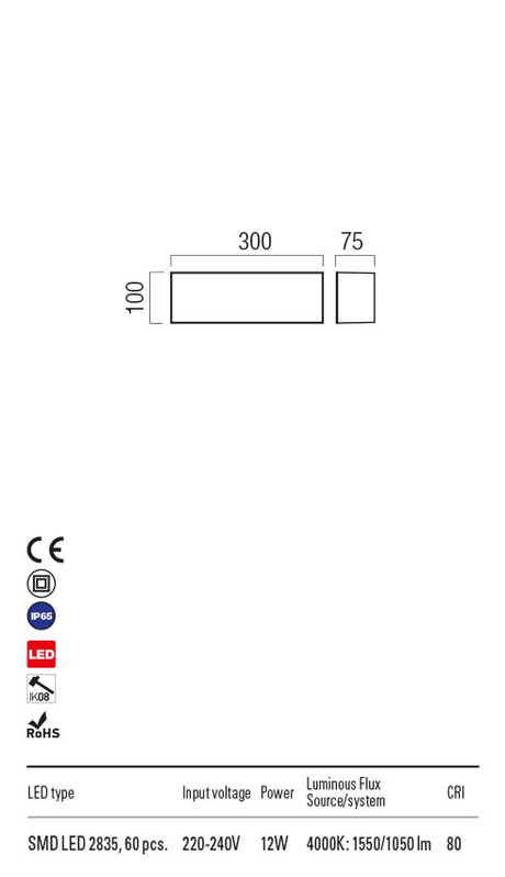 Aplica exterior KODIAK alb, LED 12W, 1550 lm, 4000K, IP65, Redo 90329