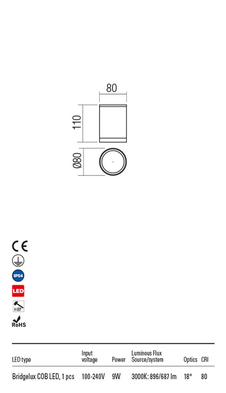 Plafoniera XILO alb mat, LED 9W, 896 lm, 3000K, IP54, Redo 90338