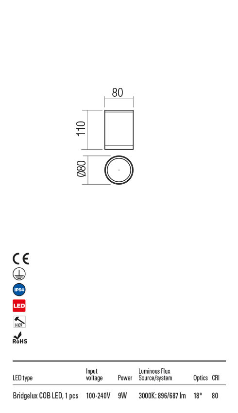 Plafoniera XILO gri inchis, LED 9W, 896 lm, 3000K, IP54, Redo 90339