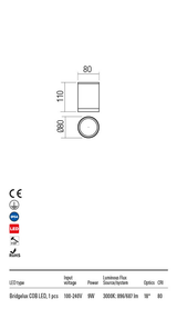 Plafoniera XILO gri inchis, LED 9W, 896 lm, 3000K, IP54, Redo 90339