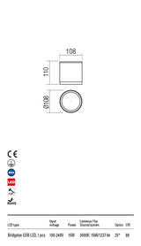 Plafoniera XILO alb mat, LED 15W, 1596 lm, 3000K, IP54, Redo 90344