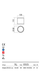 Plafoniera XILO alb mat, LED 15W, 1756 lm, 4000K, IP54, Redo 90347