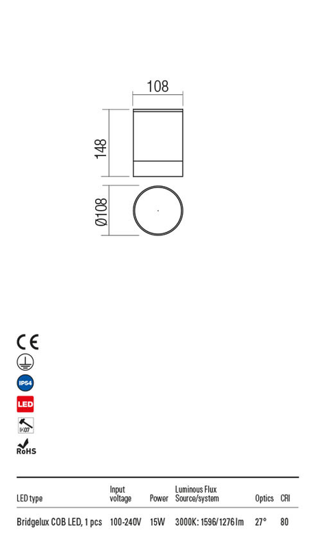 Plafoniera XILO alb mat, LED 15W, 1596 lm, 3000K, IP54, Redo 90356