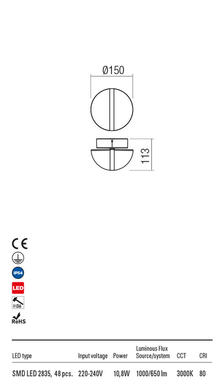 Aplica exterior SIERRA gri inchis, LED 10, 8W, 1000 lm, 3000K, IP54, Redo 90364