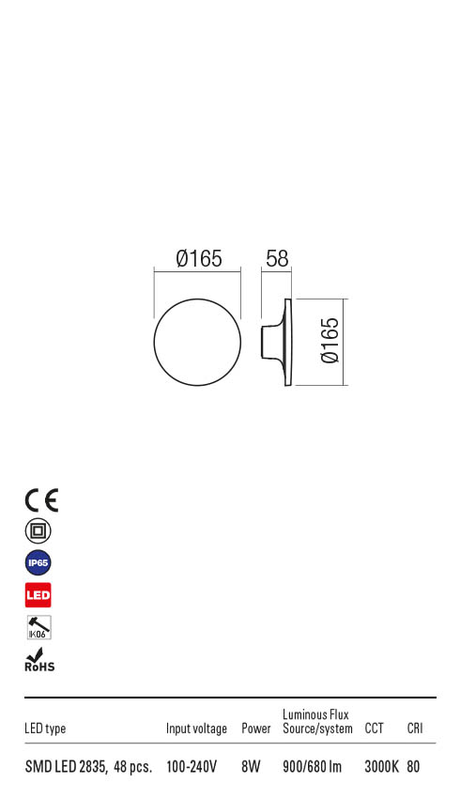 Aplica exterior AURA alb mat, LED 8W, 900 lm, 3000K, IP65, Redo 90368