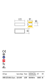 Aplica exterior LAMPRIS alb, LED 9, 5W, 950 lm, 3000K, IP65, Redo 90372