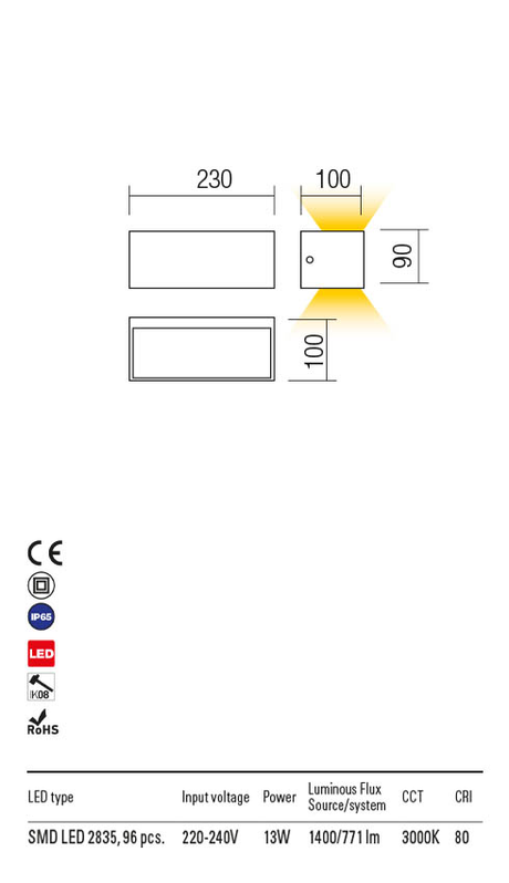 Aplica exterior LAMPRIS alb, LED 13W, 1400 lm, 3000K, IP65, Redo 90373