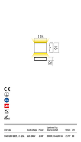 Aplica exterior KAMAL alb mat, LED 4, 4W, 650 lm, 3000K, IP54, Redo 90375