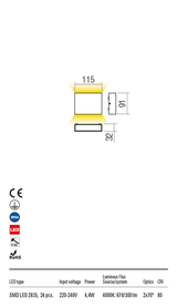 Aplica exterior KAMAL maro inchis, LED 4, 4W, 650 lm, 3000K, IP54, Redo 90377