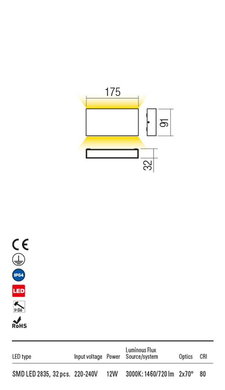 Aplica exterior KAMAL alb mat, LED 12W, 1460 lm, 3000K, IP54, Redo 90381